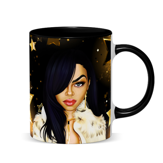 Hip Hop Caricature Ceramic Coffee Mug with Color Handle/Rim