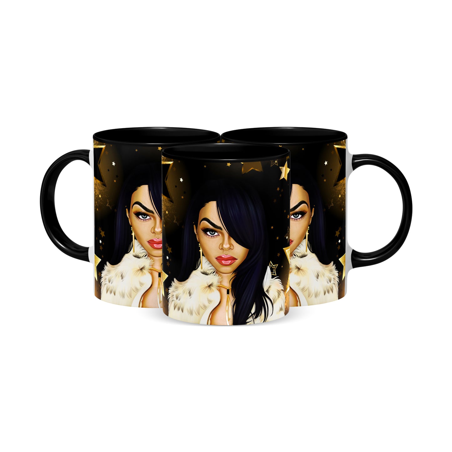 Hip Hop Caricature Ceramic Coffee Mug with Color Handle/Rim