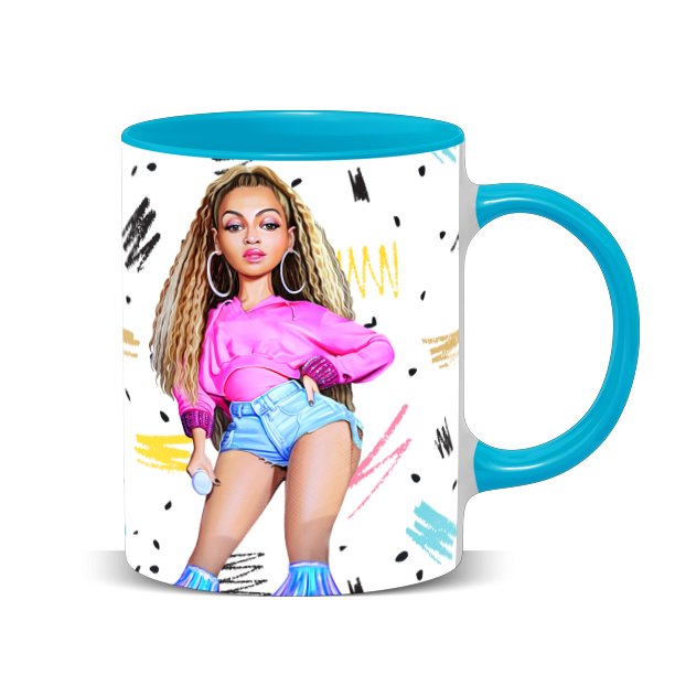 Hip Hop Caricature Ceramic Coffee Mug with Color Handle/Rim