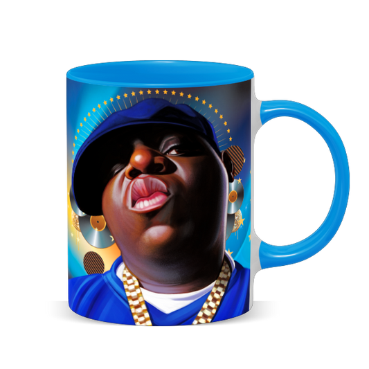 Hip Hop Caricature Ceramic Coffee Mug with Color Handle/Rim