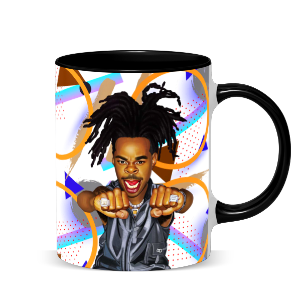 Hip Hop Caricature Ceramic Coffee Mug with Color Handle/Rim