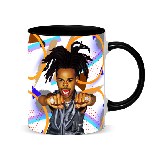 Hip Hop Caricature Ceramic Coffee Mug with Color Handle/Rim
