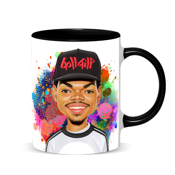 Hip Hop Caricature Ceramic Coffee Mug with Color Handle/Rim