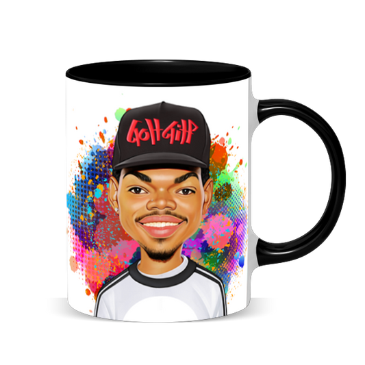 Hip Hop Caricature Ceramic Coffee Mug with Color Handle/Rim