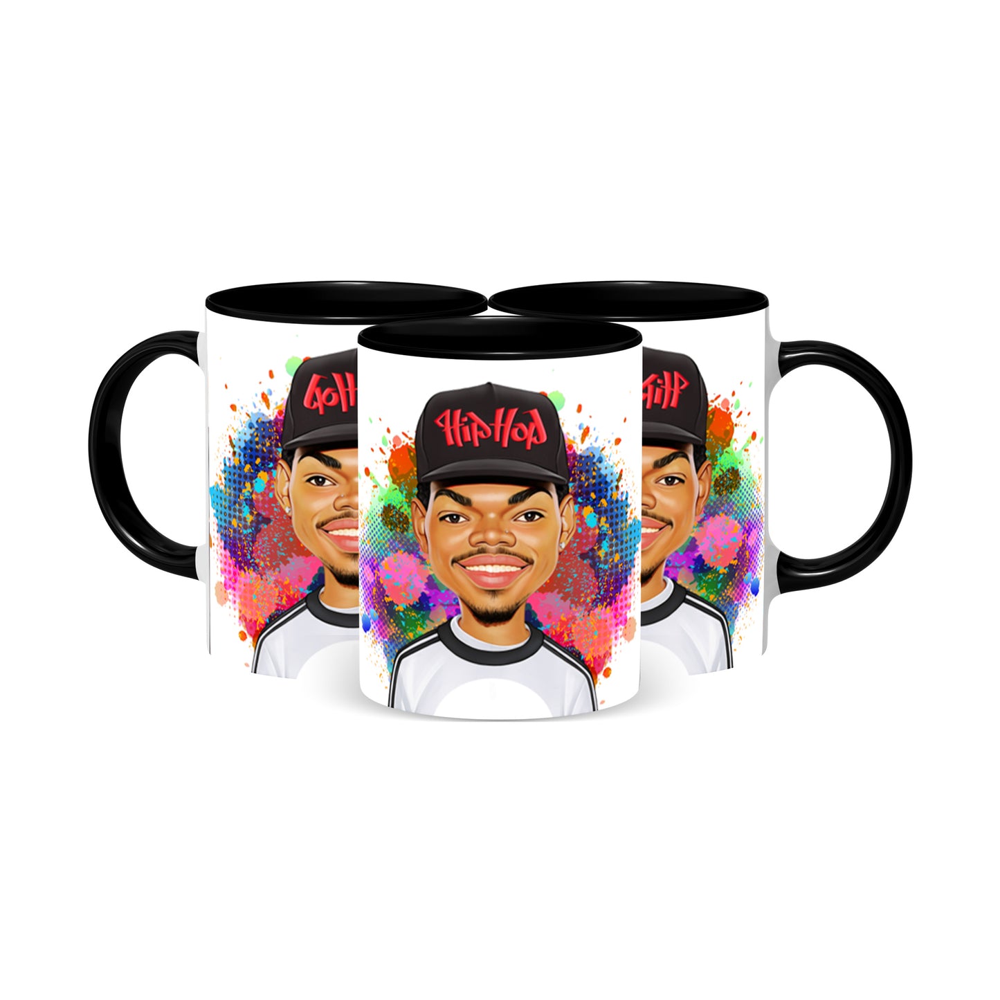 Hip Hop Caricature Ceramic Coffee Mug with Color Handle/Rim