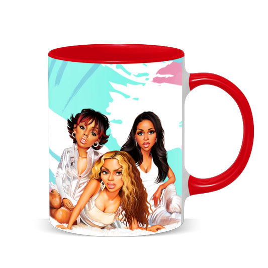 Hip Hop Caricature Ceramic Coffee Mug with Color Handle/Rim