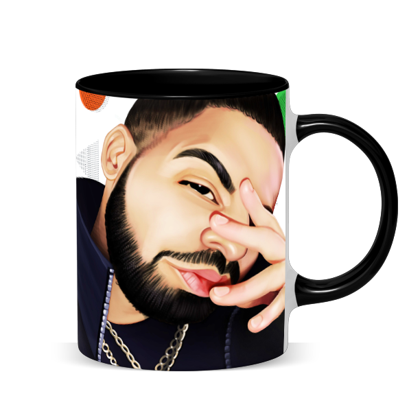 Hip Hop Caricature Ceramic Coffee Mug with Color Handle/Rim