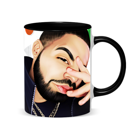 Hip Hop Caricature Ceramic Coffee Mug with Color Handle/Rim