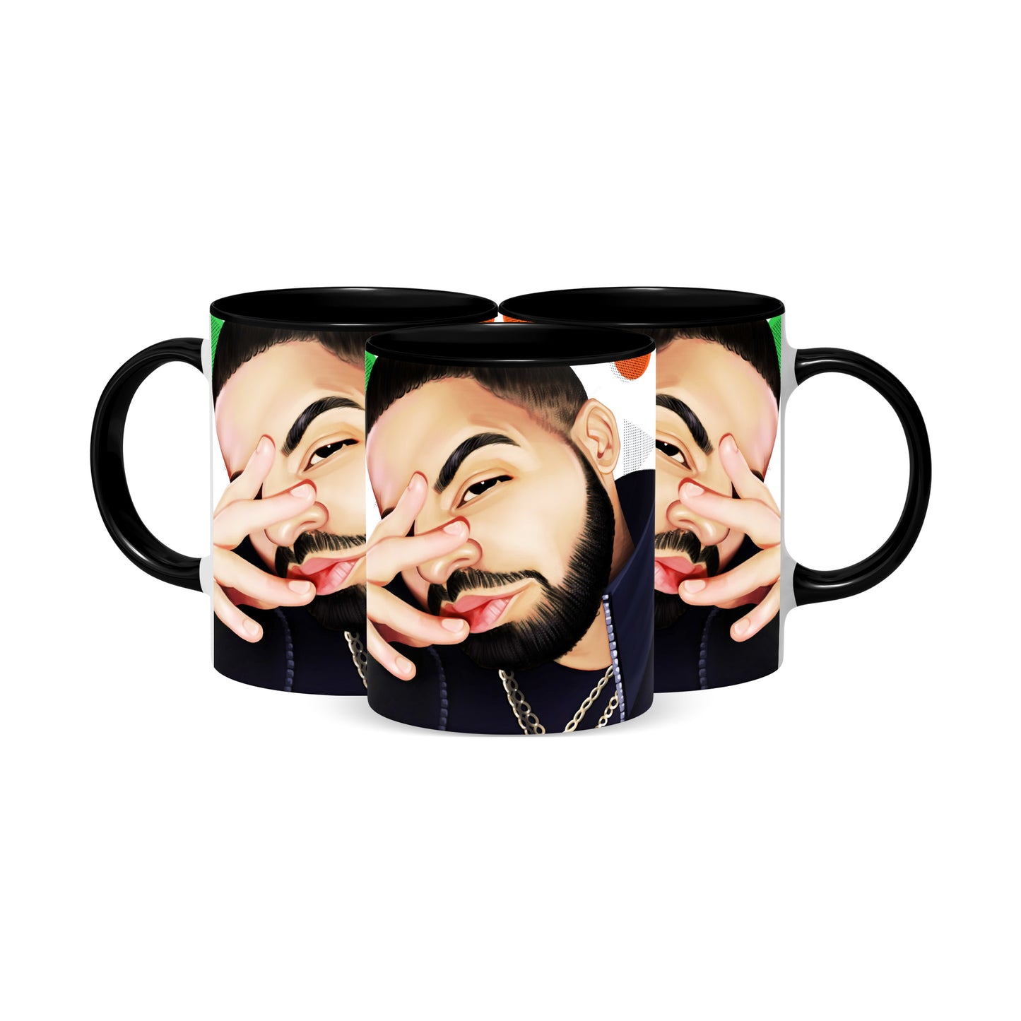 Hip Hop Caricature Ceramic Coffee Mug with Color Handle/Rim