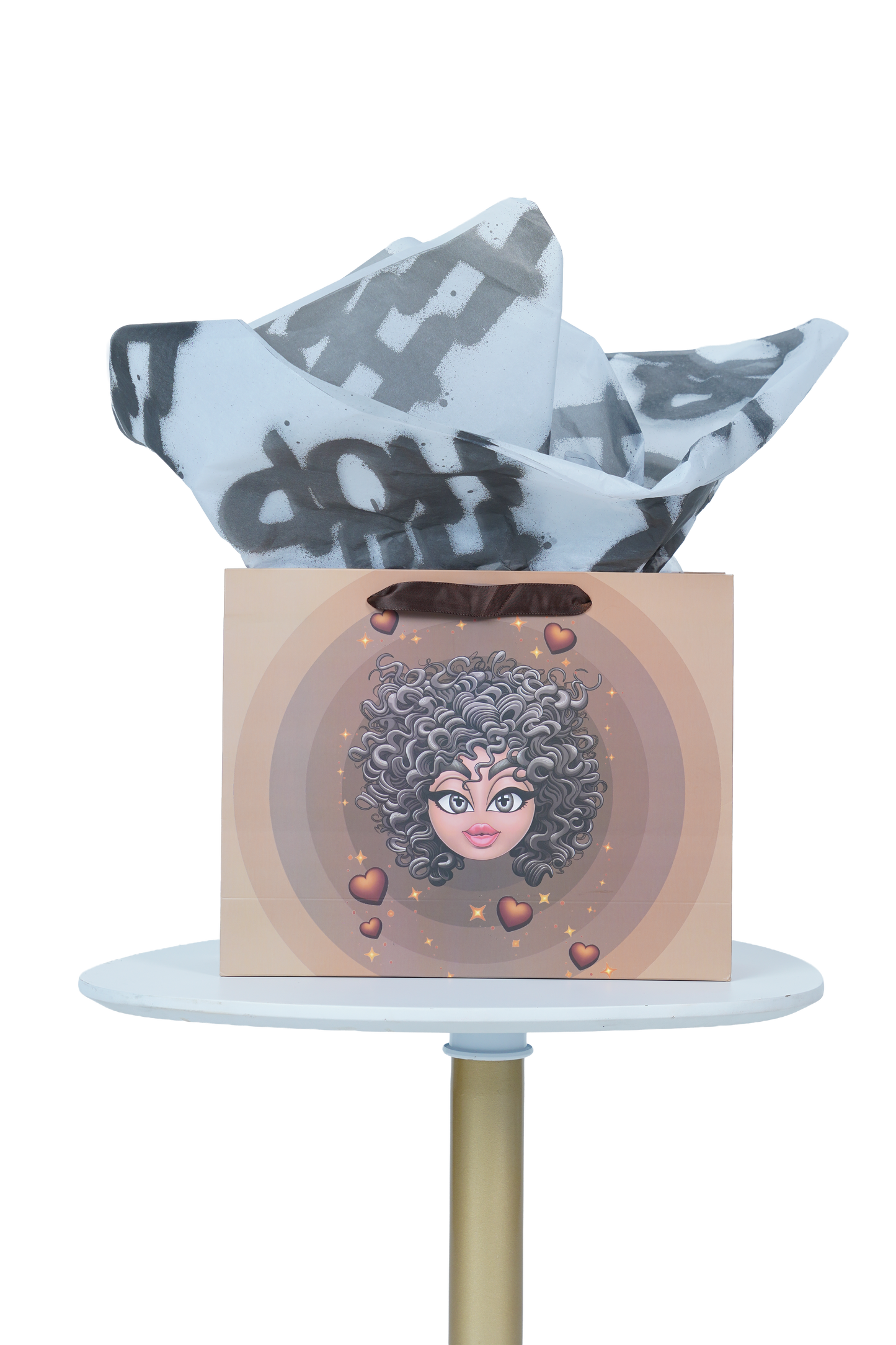 Caricature Gift Bag w/Colored Handles Melanin