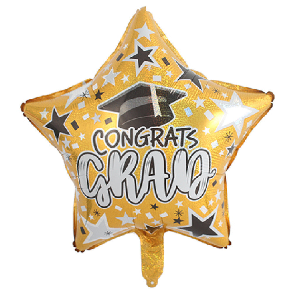 18" Gold 'Congrats Grad' Star Shaped Graduation Balloon