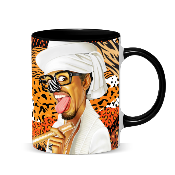 Hip Hop Caricature Ceramic Coffee Mug with Color Handle/Rim