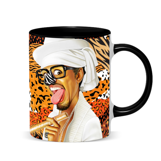Hip Hop Caricature Ceramic Coffee Mug with Color Handle/Rim