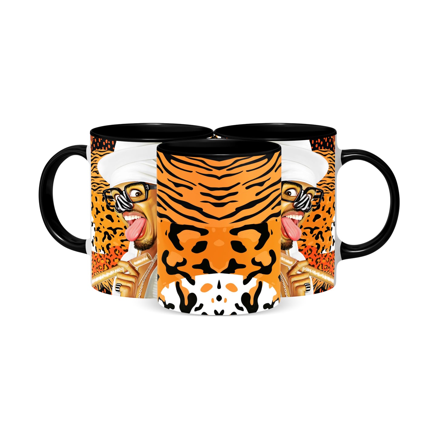 Hip Hop Caricature Ceramic Coffee Mug with Color Handle/Rim