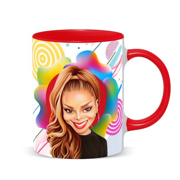 Hip Hop Caricature Ceramic Coffee Mug with Color Handle/Rim