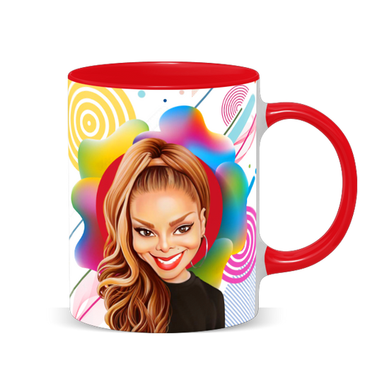 Hip Hop Caricature Ceramic Coffee Mug with Color Handle/Rim