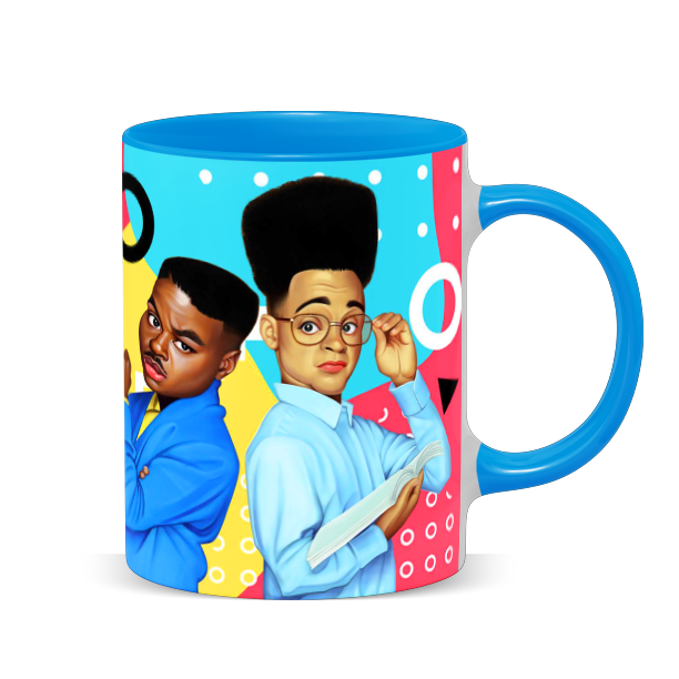 Hip Hop Caricature Ceramic Coffee Mug with Color Handle/Rim