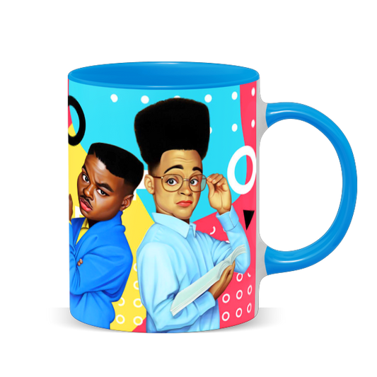 Hip Hop Caricature Ceramic Coffee Mug with Color Handle/Rim