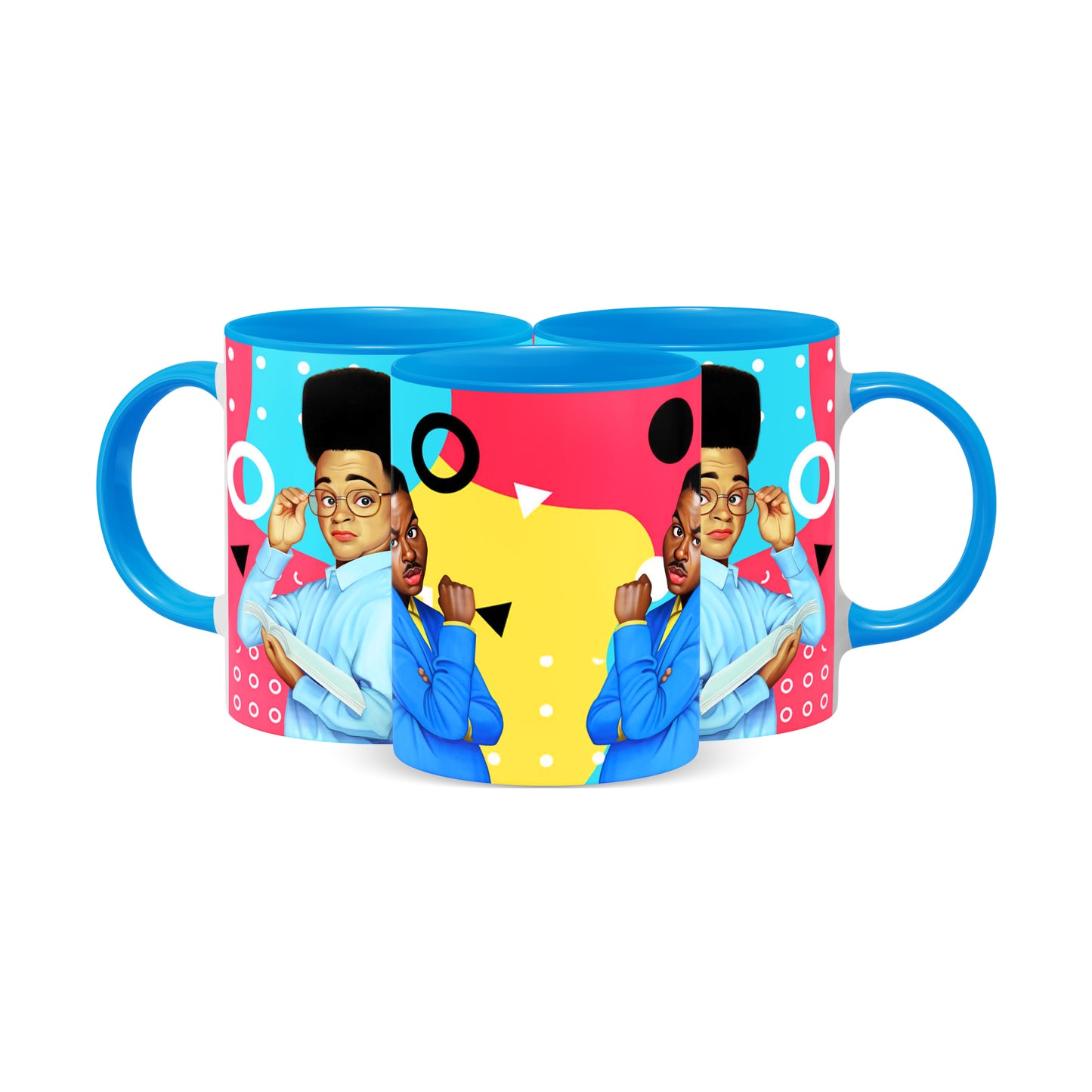 Hip Hop Caricature Ceramic Coffee Mug with Color Handle/Rim