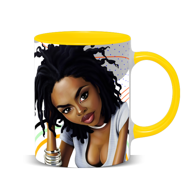Hip Hop Caricature Ceramic Coffee Mug with Color Handle/Rim