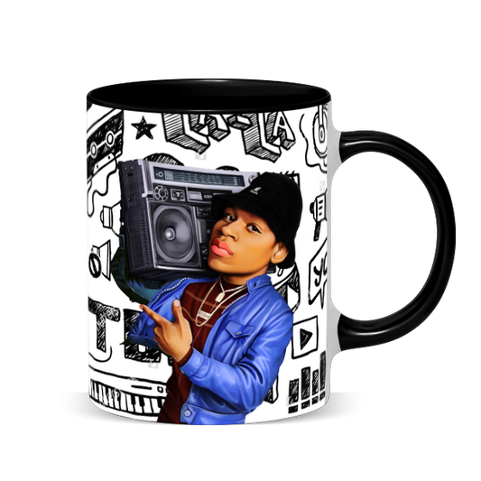 Hip Hop Caricature Ceramic Coffee Mug with Color Handle/Rim