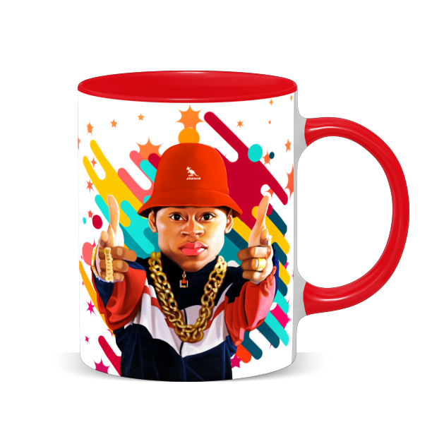 Hip Hop Caricature Ceramic Coffee Mug with Color Handle/Rim