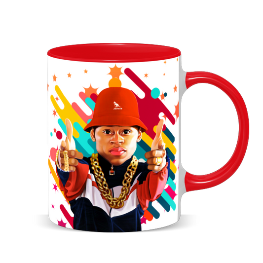 Hip Hop Caricature Ceramic Coffee Mug with Color Handle/Rim