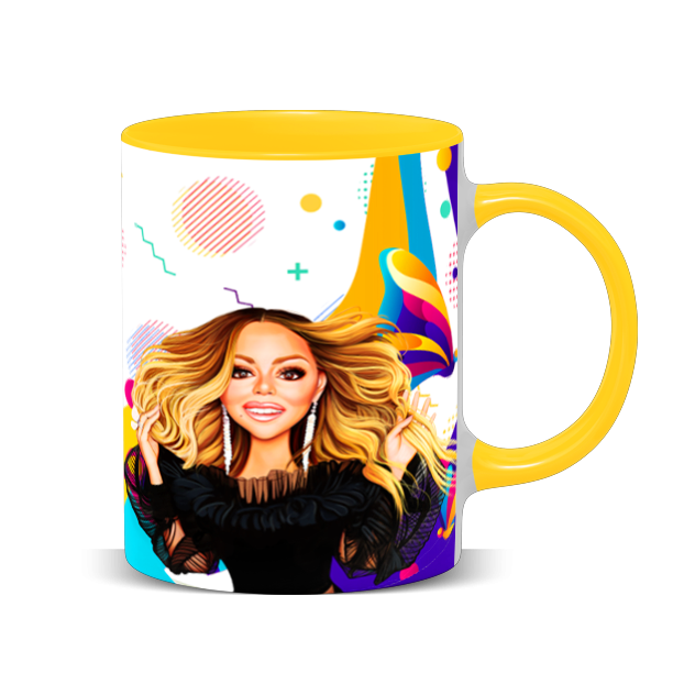 Hip Hop Caricature Ceramic Coffee Mug with Color Handle/Rim