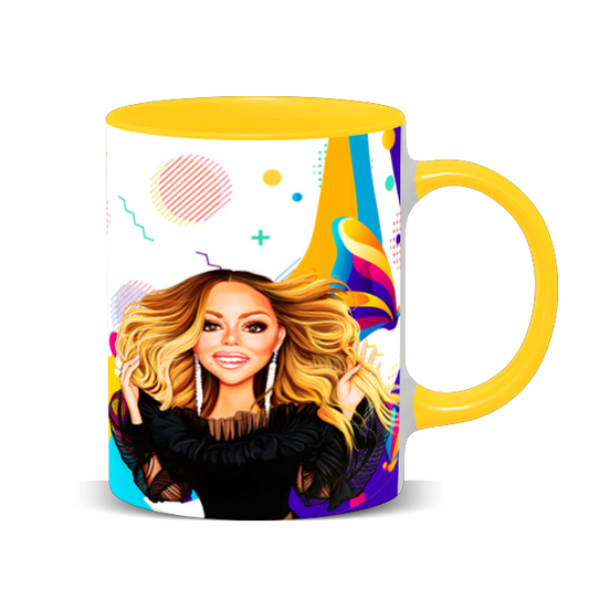 Hip Hop Caricature Ceramic Coffee Mug with Color Handle/Rim