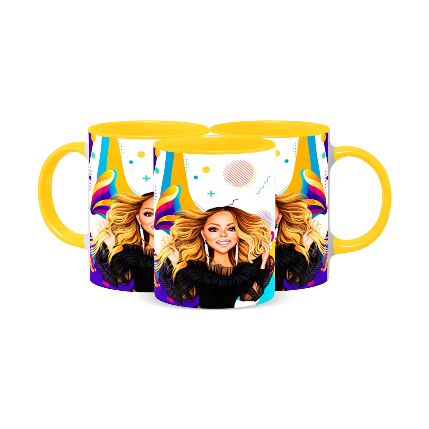 Hip Hop Caricature Ceramic Coffee Mug with Color Handle/Rim