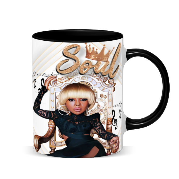 Hip Hop Caricature Ceramic Coffee Mug with Color Handle/Rim