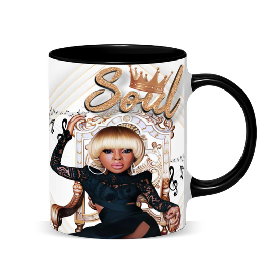 Hip Hop Caricature Ceramic Coffee Mug with Color Handle/Rim