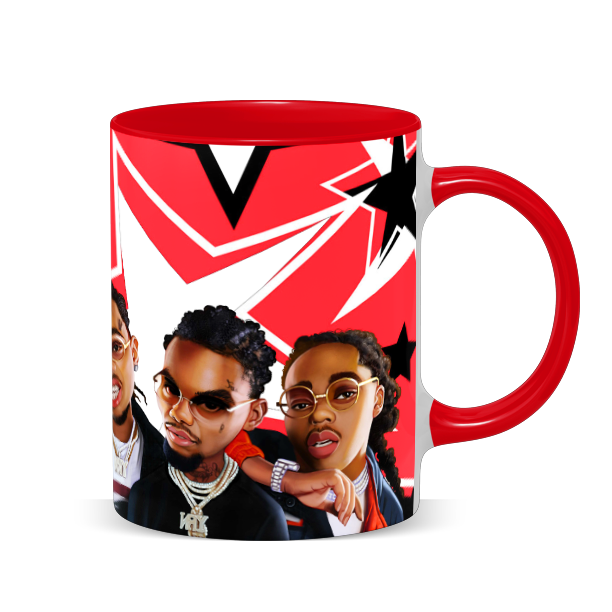 Hip Hop Caricature Ceramic Coffee Mug with Color Handle/Rim