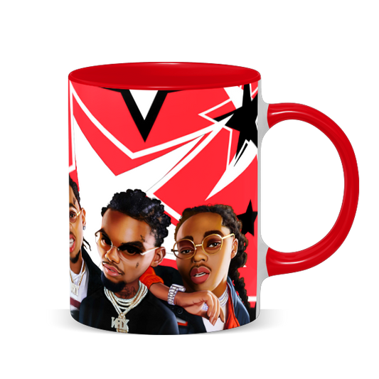 Hip Hop Caricature Ceramic Coffee Mug with Color Handle/Rim