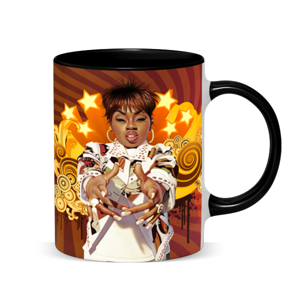Hip Hop Caricature Ceramic Coffee Mug with Color Handle/Rim