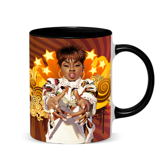 Hip Hop Caricature Ceramic Coffee Mug with Color Handle/Rim