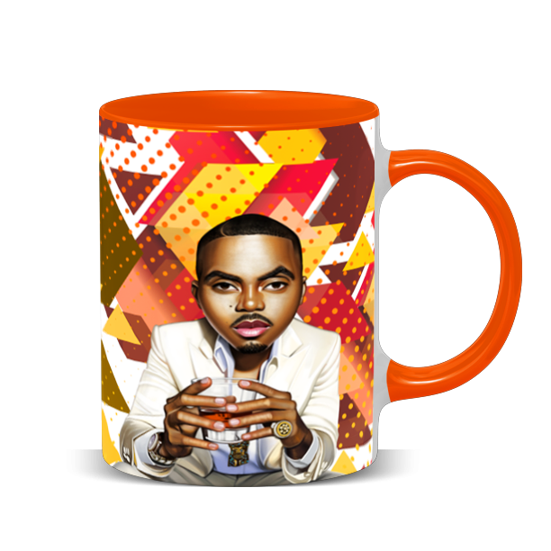 Hip Hop Caricature Ceramic 11oz Coffee Mug with Color Handle/Rim