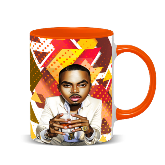 Hip Hop Caricature Ceramic 11oz Coffee Mug with Color Handle/Rim