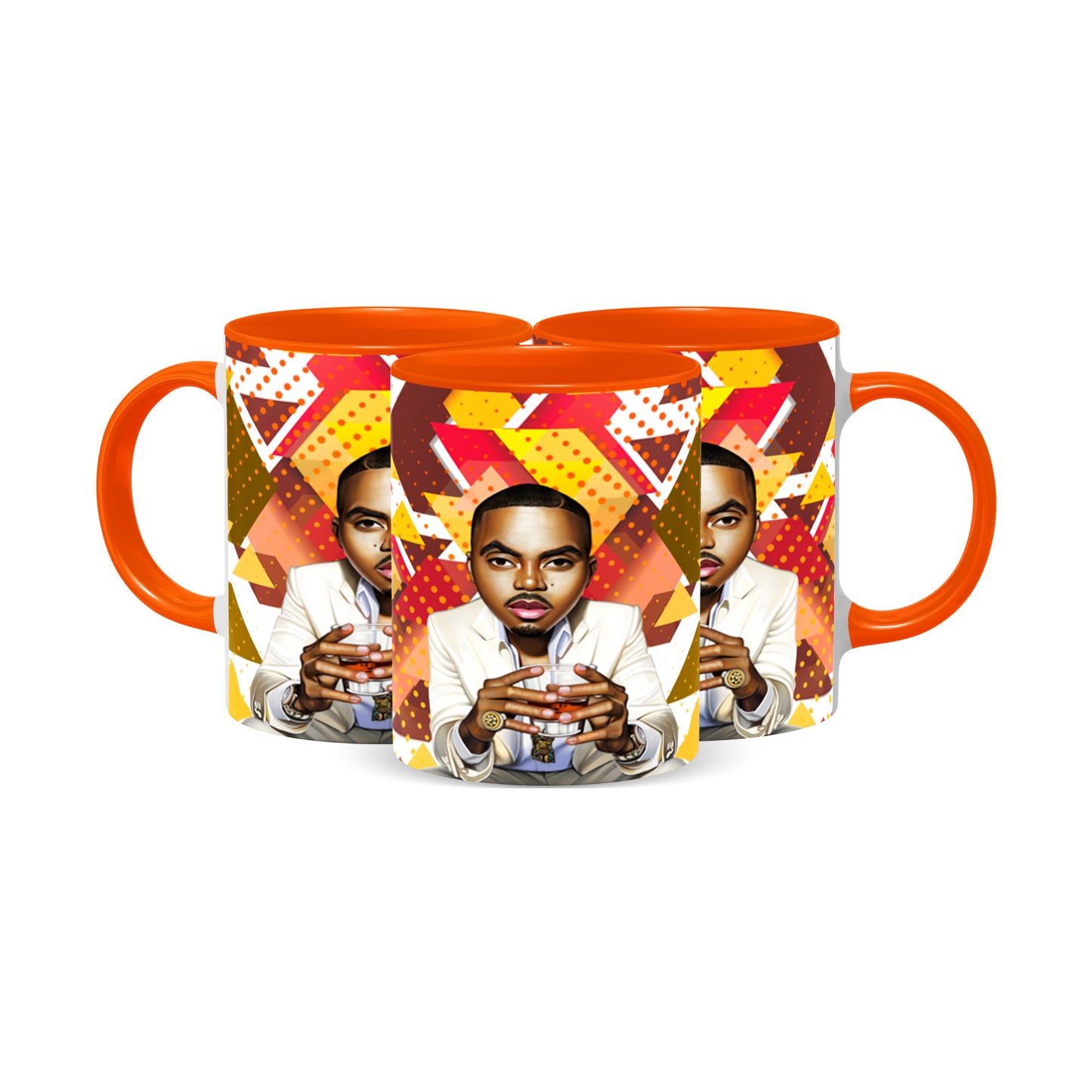 Hip Hop Caricature Ceramic 11oz Coffee Mug with Color Handle/Rim