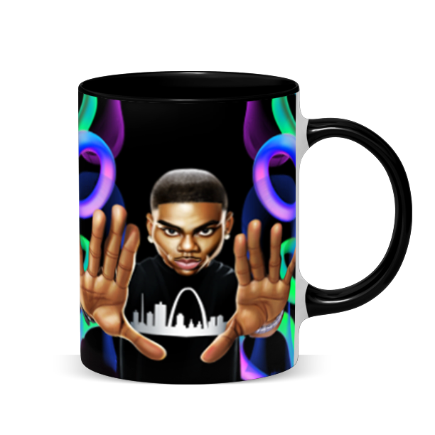 Hip Hop Caricature Ceramic Coffee Mug with Color Handle/Rim