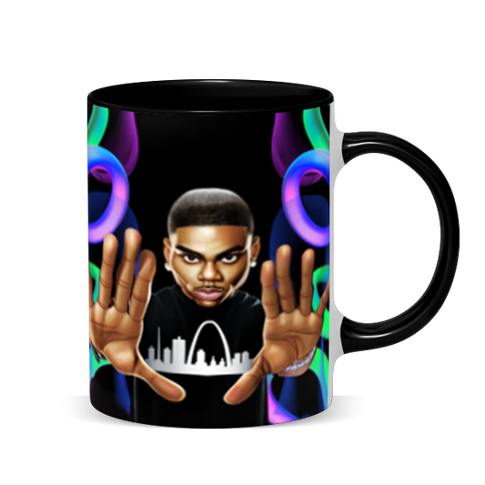 Hip Hop Caricature Ceramic Coffee Mug with Color Handle/Rim