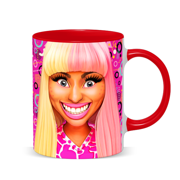 Hip Hop Caricature Ceramic Coffee Mug with Color Handle/Rim