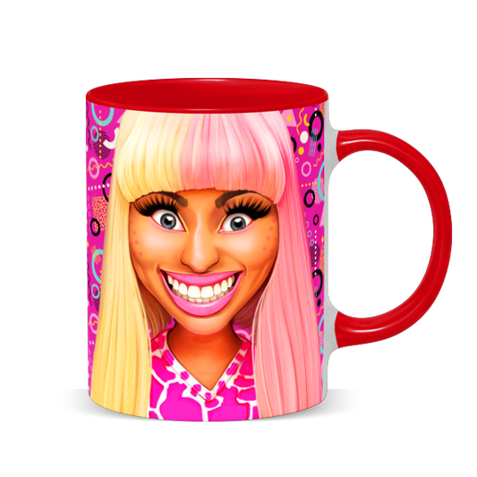 Hip Hop Caricature Ceramic Coffee Mug with Color Handle/Rim