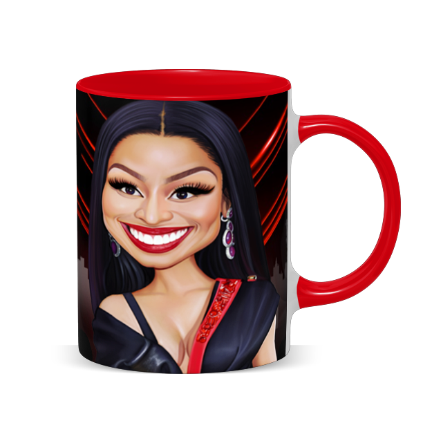 Hip Hop Caricature Ceramic Coffee Mug with Color Handle/Rim