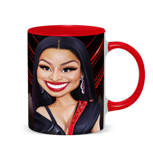 Hip Hop Caricature Ceramic Coffee Mug with Color Handle/Rim