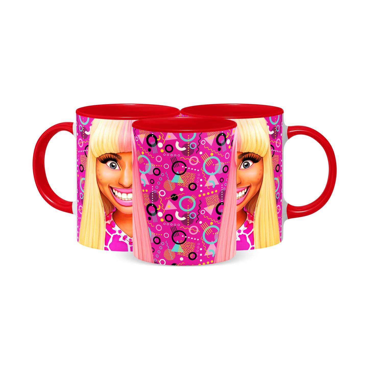 Hip Hop Caricature Ceramic Coffee Mug with Color Handle/Rim