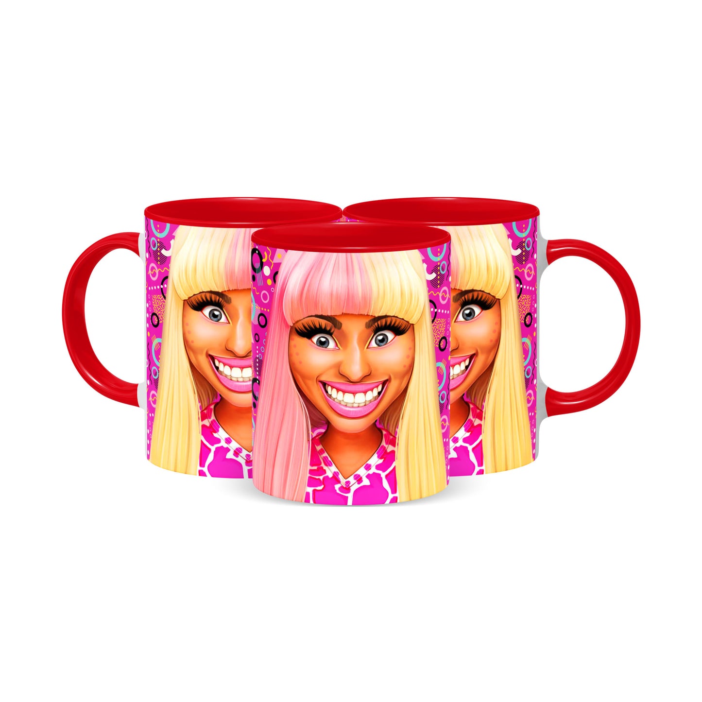 Hip Hop Caricature Ceramic Coffee Mug with Color Handle/Rim