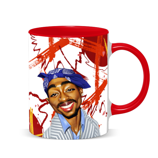 Hip Hop Caricature Ceramic Coffee Mug with Color Handle/Rim