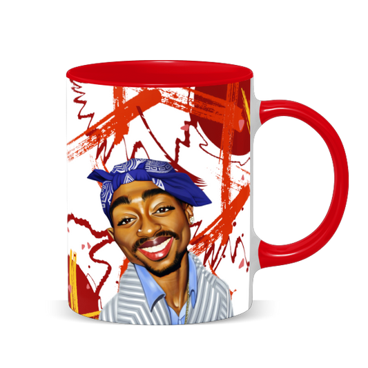 Hip Hop Caricature Ceramic Coffee Mug with Color Handle/Rim