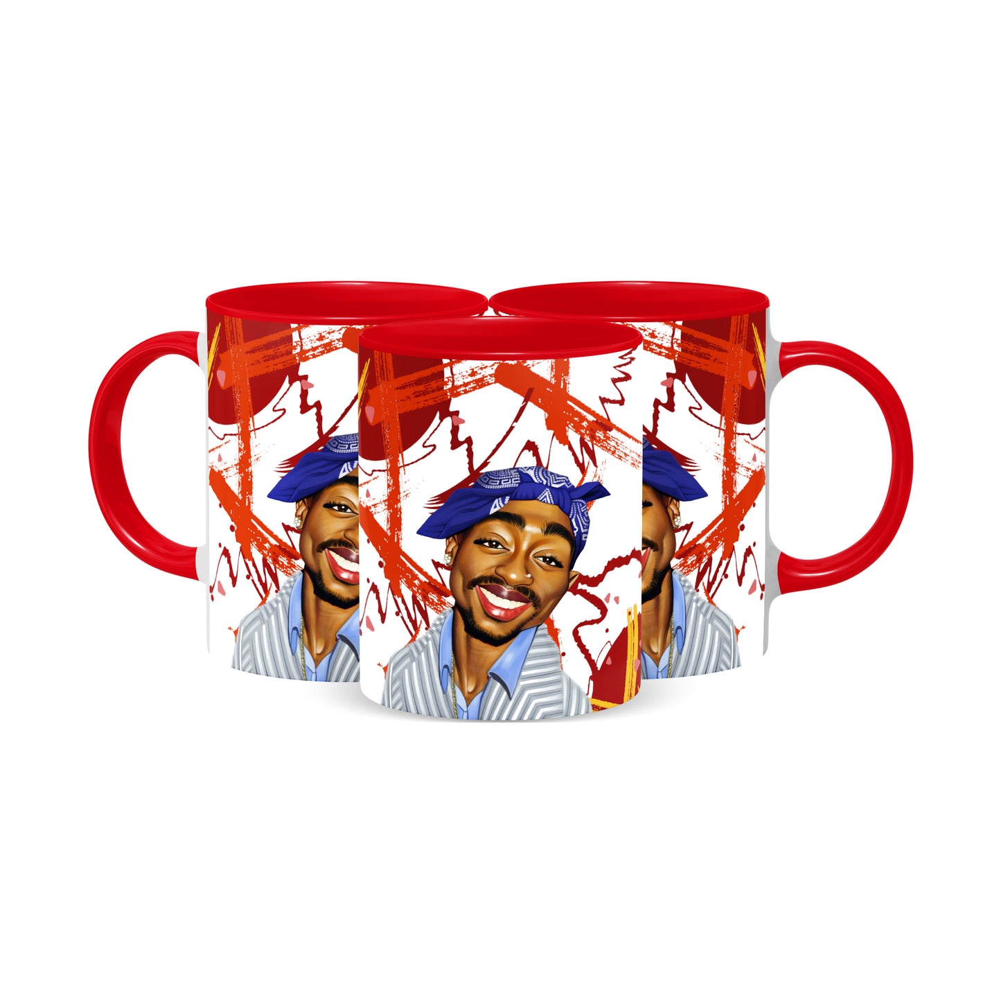 Hip Hop Caricature Ceramic Coffee Mug with Color Handle/Rim